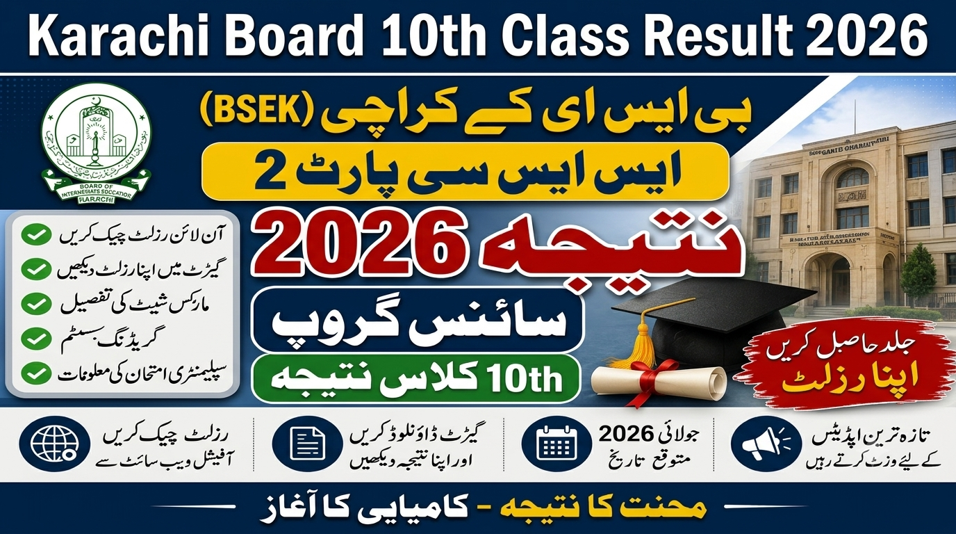BSEK SSC Part 2 Result 2026 Science Group Karachi