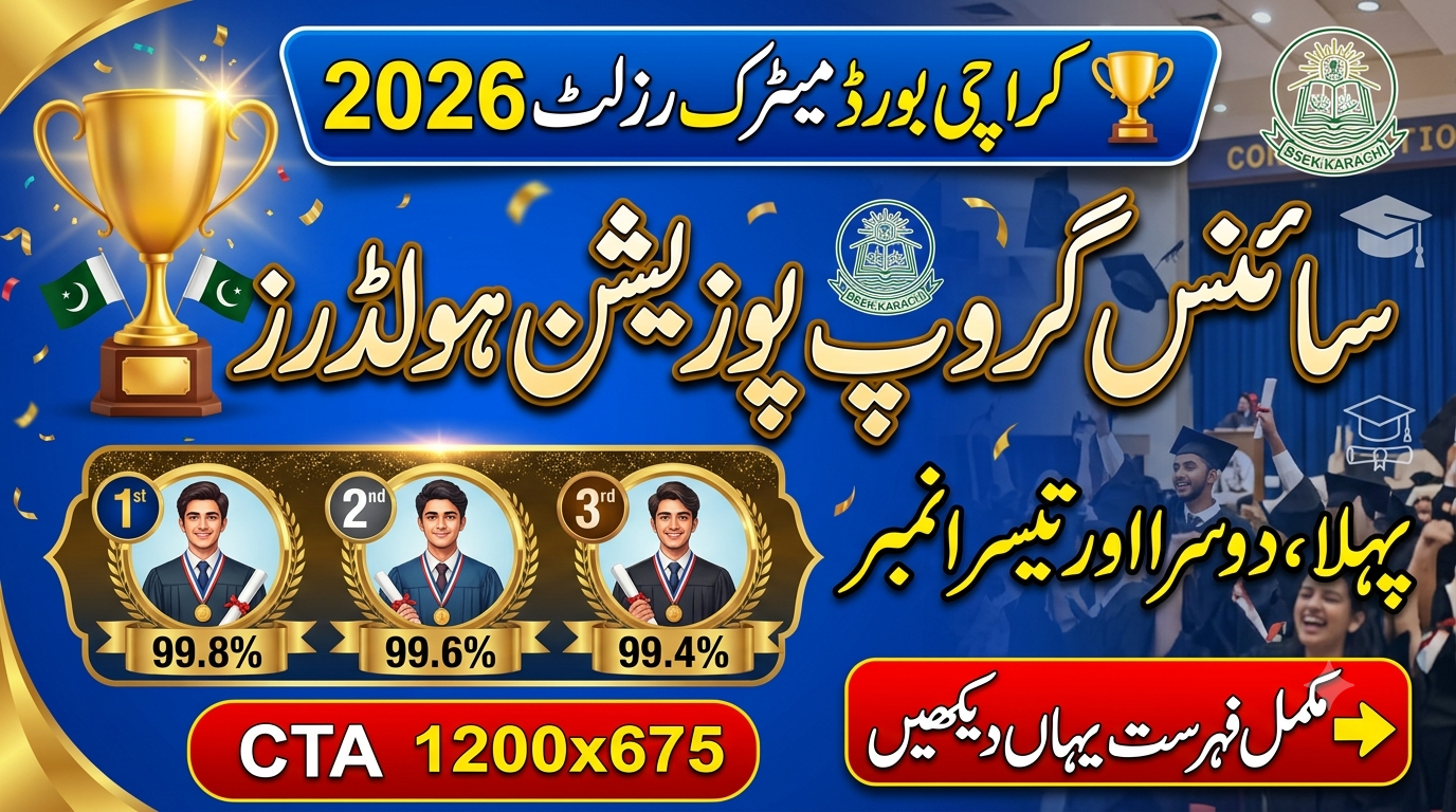 BSEK Karachi Board SSC Part 2 Position Holders 2026 Science Group