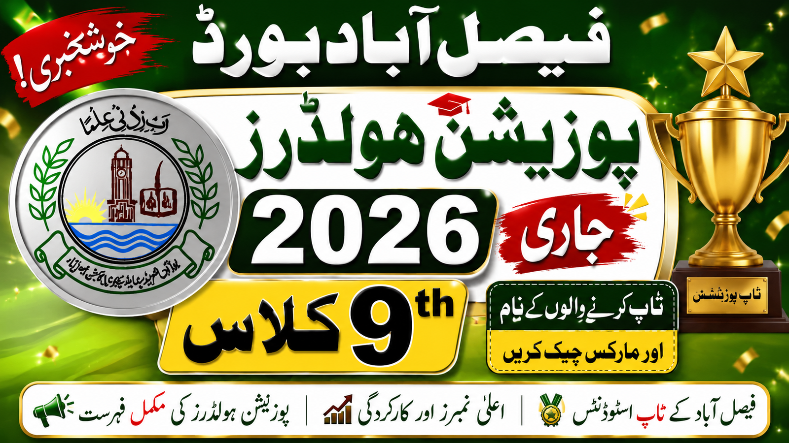 BISE Faisalabad Position Holders 2026 Out Class 9
